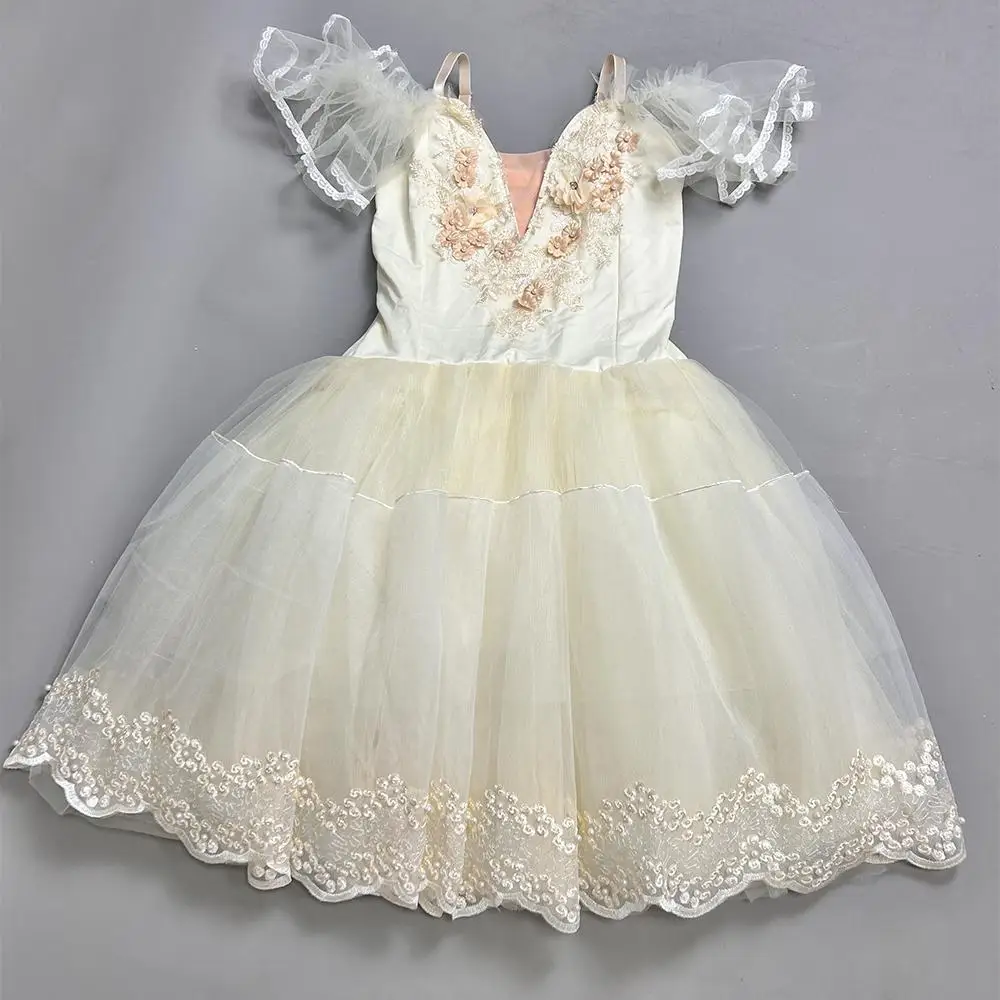 Romantische Tutu Ballett Kleid Für Mädchen Beige Ballett Frau Trikots Party Kleider Bühne Kleidung Modern Dance Kostüm Ballett Tragen