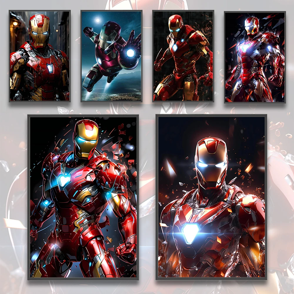 Avengers Self-adhesive Poster Mavel Movie Wallpaper Figures Decor Iron Man Wall Art Superhero Kid Gift Home Decoration Painting