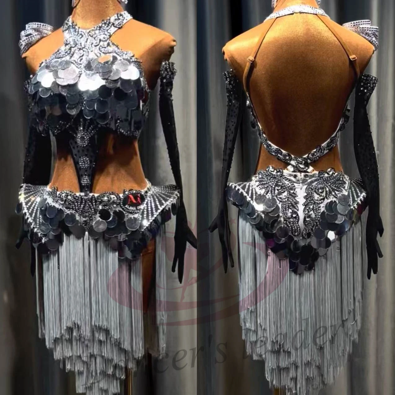 Latin Dancer Adult Children High end Customized Rose Red Split Wave Dynamic Tango Samba AB Stone Performance Dress