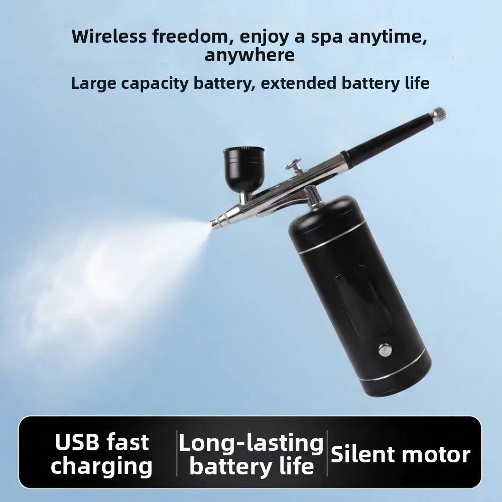 

Multifunctional Airbrush Kit with Air Compressor LCD Display Rechargeable Nail Charms Wireless Air Brush Portable Handheld