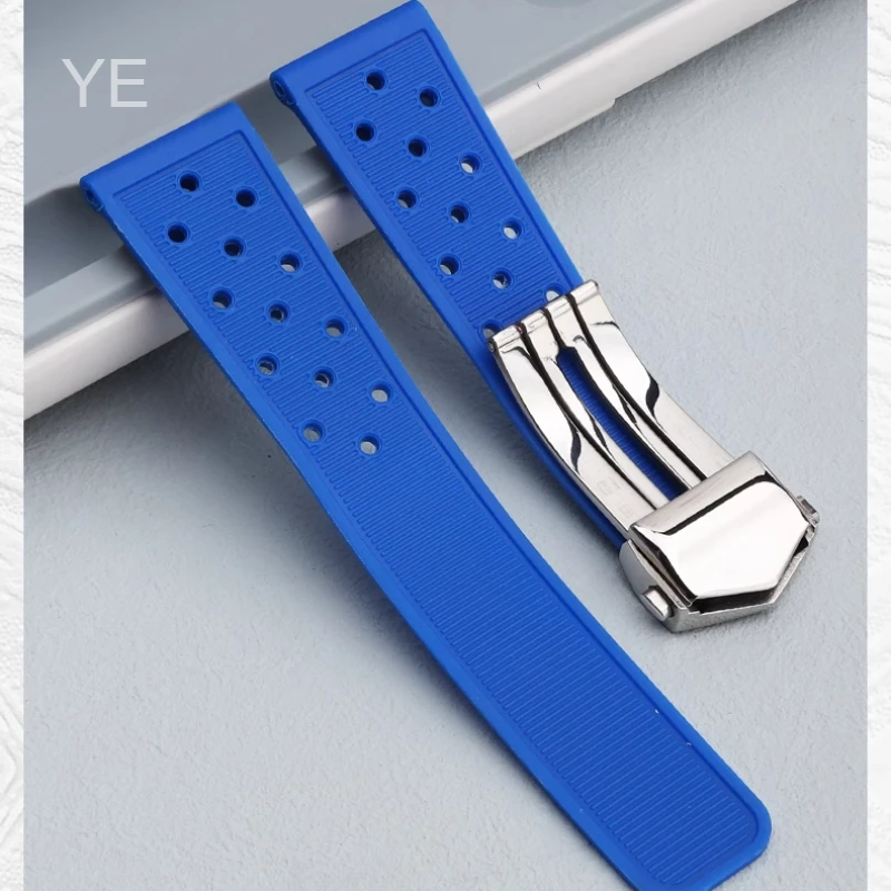 إكسسوارات ساعة ناعمة مقاس 22 مم لسلسلة ساعة تاغ هوير أكواراسر قابلة للتنفس ومضادة للعرق وحزام ساعة سيليكون فعال مضاد للبكتيريا