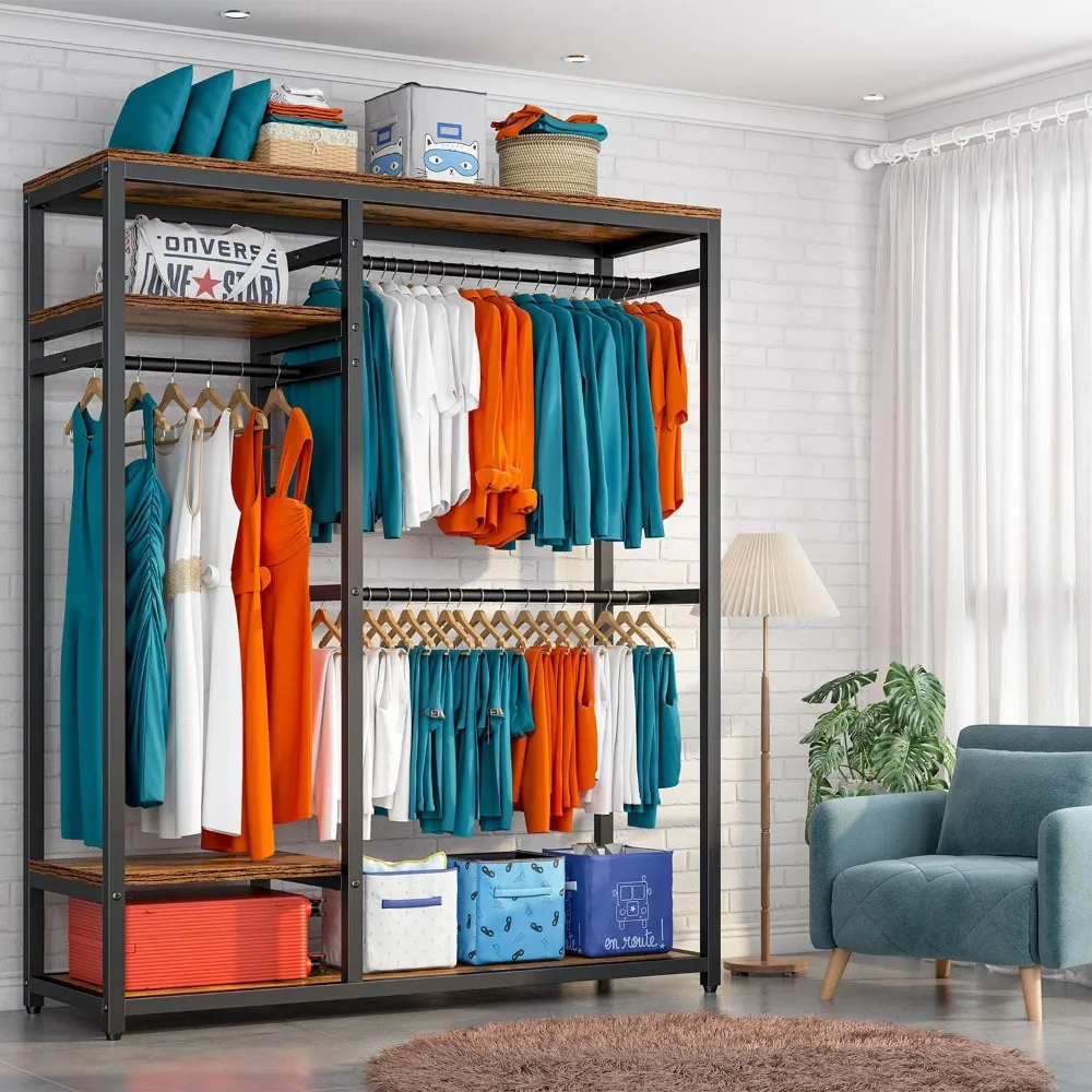 

Отдельно стоячий шкаф-органайзер для 250 + вешалка для одежды с полками сверхпрочная вешалка для одежды нагрузка фунтов вешалки для одежды