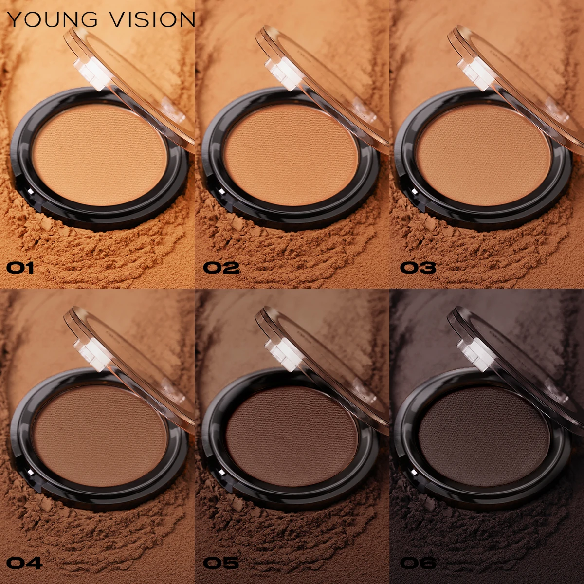 Woman makeup 6-Color Matte Bronze Powder Velvety Smooth Natural Setting Powder Makeup