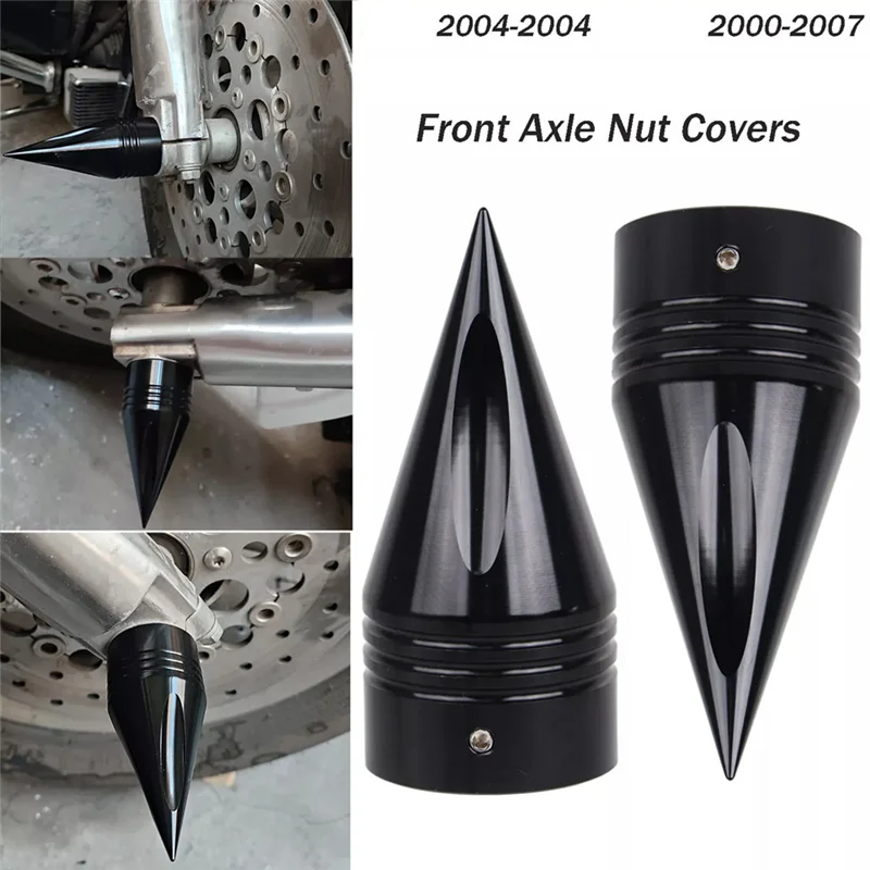 A21F-Front Axle Nut Covers Caps Black For  Dyna Electra Road King Glide