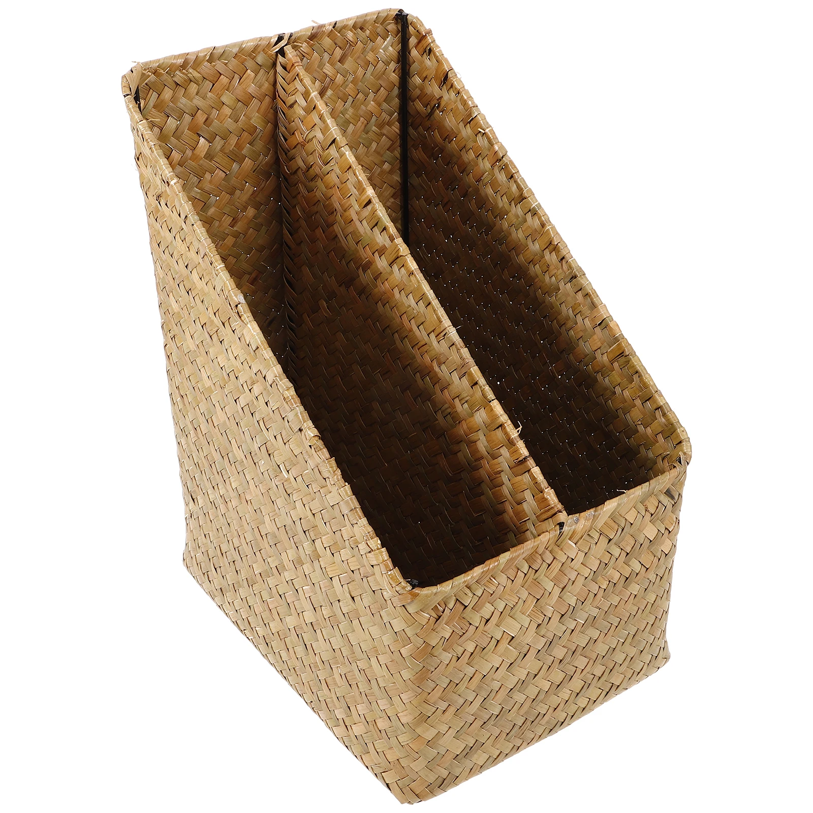 

Woven Straw Storage Box Vintage Home Decor Multi-function Organizer Sundry Basket Book File Holder Straw Material
