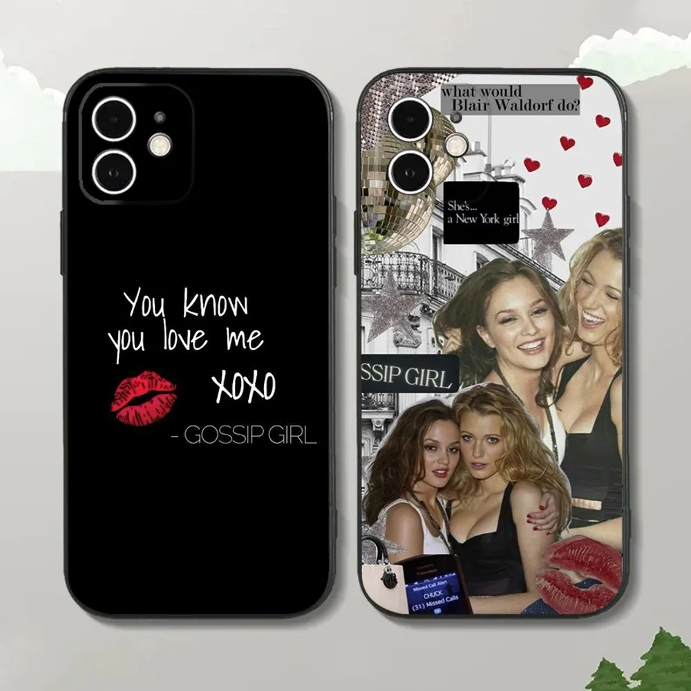 G-Gossip Girl Design Art Phone Case For iPhone15,14,13,12 Mini 11 Pro XR,X,XS,MAX 7,8 Plus Silicone Cover Soft Black