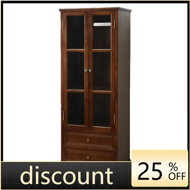 LMM solid wood American light luxury bookcase modern simple living room multi-functional wall integration