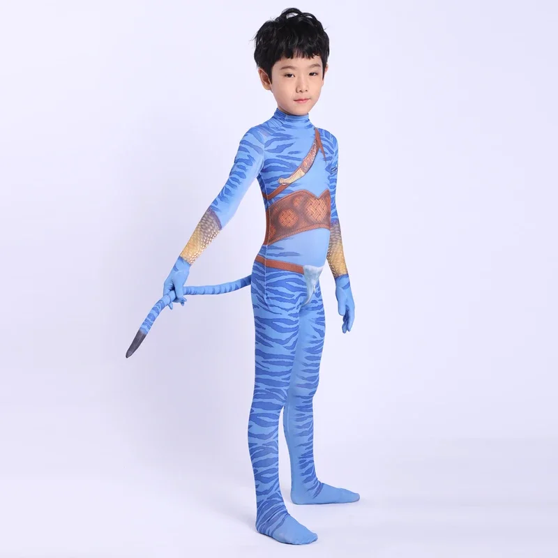 Avatar 2 Cosplay Costume para Adultos e Crianças, Bodysuit Zentai, Macacões Herói, Festa de Halloween, Menino, Menina