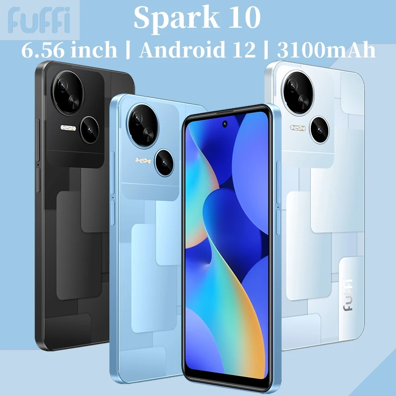 Global Version Spark 10 Smartphone 4GB / 32GB 3100mAh battery 13MP Camera 6.56 inch 5G Network Dual SIM Android 12 system Phones