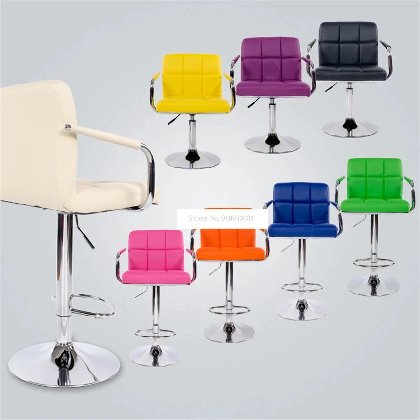 European style Lifting Swivel Bar Chair Rotating Height Adjustable PU Leather High/Low Bar Counter Chair With High Backrest