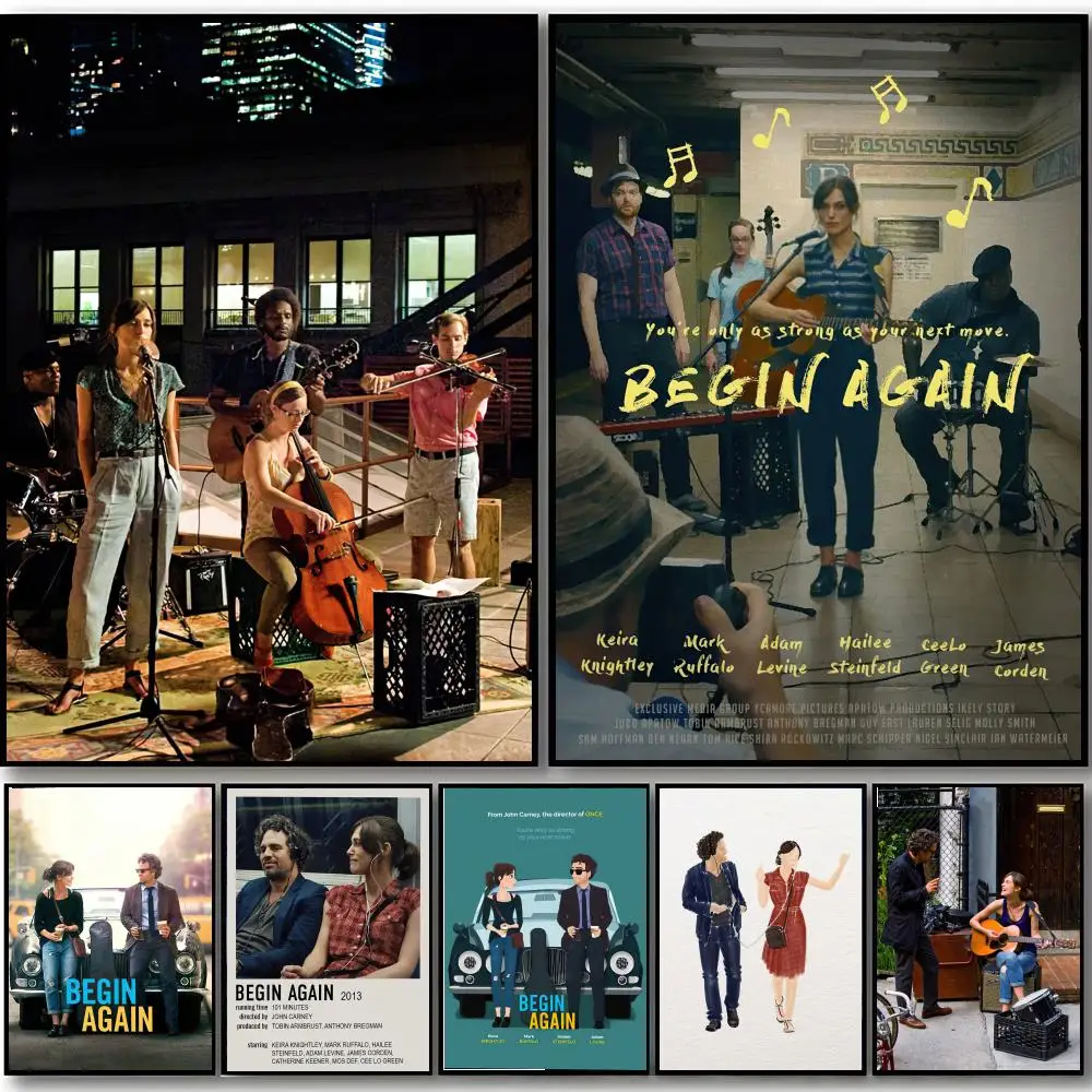 Charming Romantic American Movie B-Begin Again Poster HD art sticky wall waterproof home bedroom bar aesthetic decoration