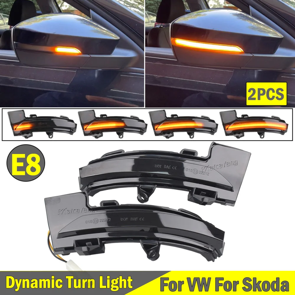 Dynamic LED Turn Signal Blinker Light For Skoda Octavia 3 Mk3 III A7 5E For VW T-roc Troc T-cross 2014 2015 2017 2018 2019 2020