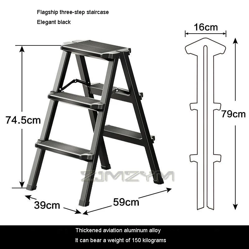 Stable Anti-slip Herringbone Ladder Double Sides Available Aluminum Alloy High Stools Thickened Folding Climbing Ladder Stool image 5