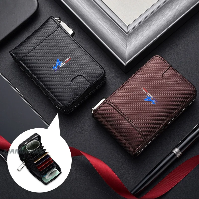 

Leather Car Men's Wallet Motor Card Ticket Storage For Alpine A290 GTS A110 Espace Austral Duster Lodgy Spring Koleos Accessory