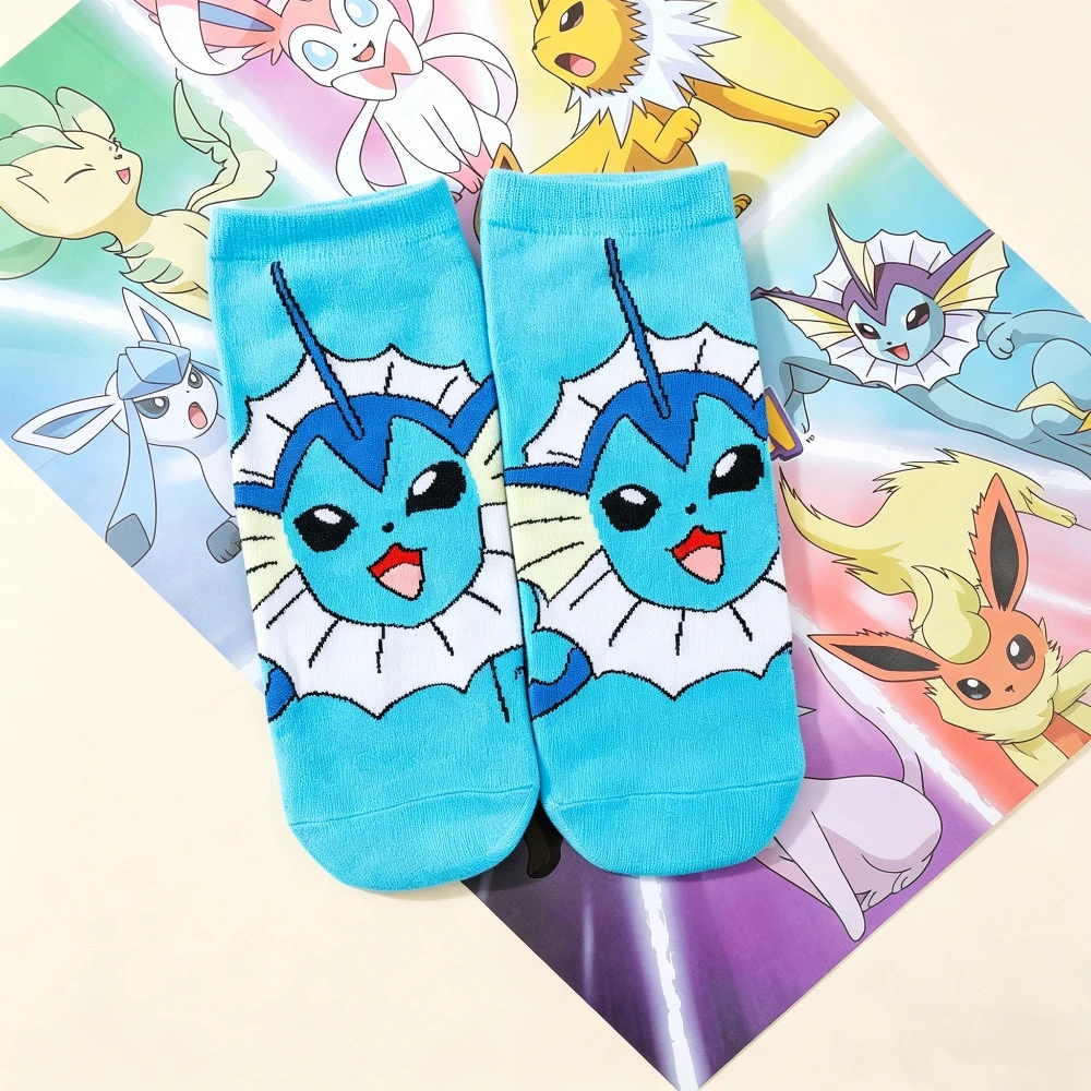 3 Paar neue japanische Cartoon-Pokémon-Baumwollsocken mit bedrucktem Muster für Damen, gestrickte Socken für den Sommer, lässige Vier-Jahreszeiten-Knöchelsocken – Detail 7