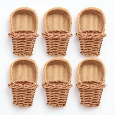 

6Pcs Mini Flower Basket Woven Rattan Decorative Tiny Basket for Micro Landscape Dollhouse Wedding Party Easter Decoration Small