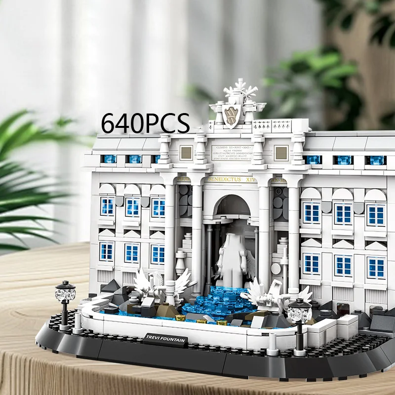 Creative World Famous Landmark Architecture Building Block Italy Rome Fontana di Trevi Assembly Model Brick Construction Toy