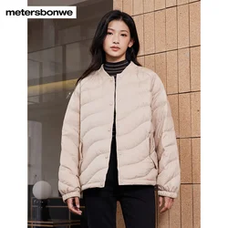 Metersbonwe-Women's Jacket Puffer Loose Baseball Collar Fill Fluffy 90  Duck Down Thin Comfortable Warm Winter