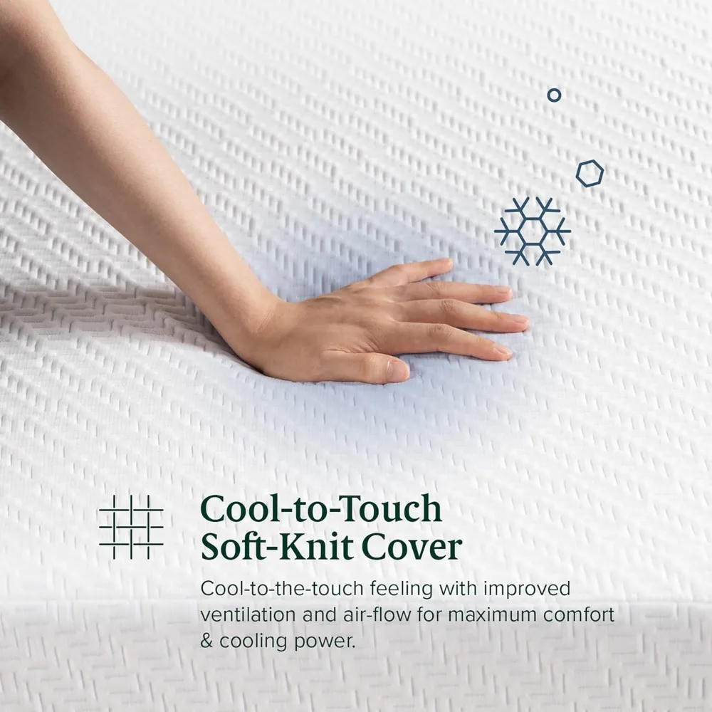 Materasso in Memory Foam in Gel Ultra rinfrescante da 12 pollici, Queen, copertura in maglia morbida Cool-to-Touch, antipressione, certificato CertiPUR-US,