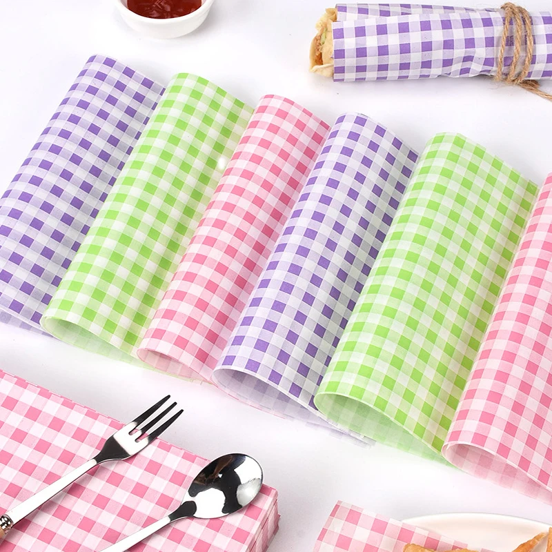 50pcs Food Wrapping Paper Newspaper Design Sandwich Burger Fries Fried Wrapping Paper Plate Mat Oil-proof Paper 18x18cm