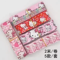 Sanrio Melody Single-Sided Impresso Bow, Fita decorativa bonito, Material DIY, Gift Box Packaging, Hand Sort, 5 Tamanho, 4cm