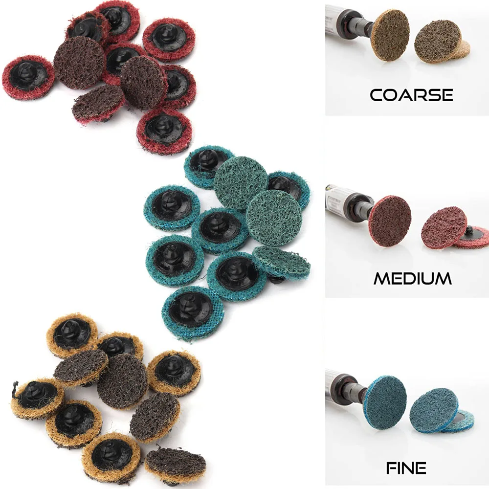 1/2/3 Inch Abrasive Disc Sanding Disc Roll Lock Surface Conditioning Discs R-Type Quick Change Disc with1 Disc Pad Holder
