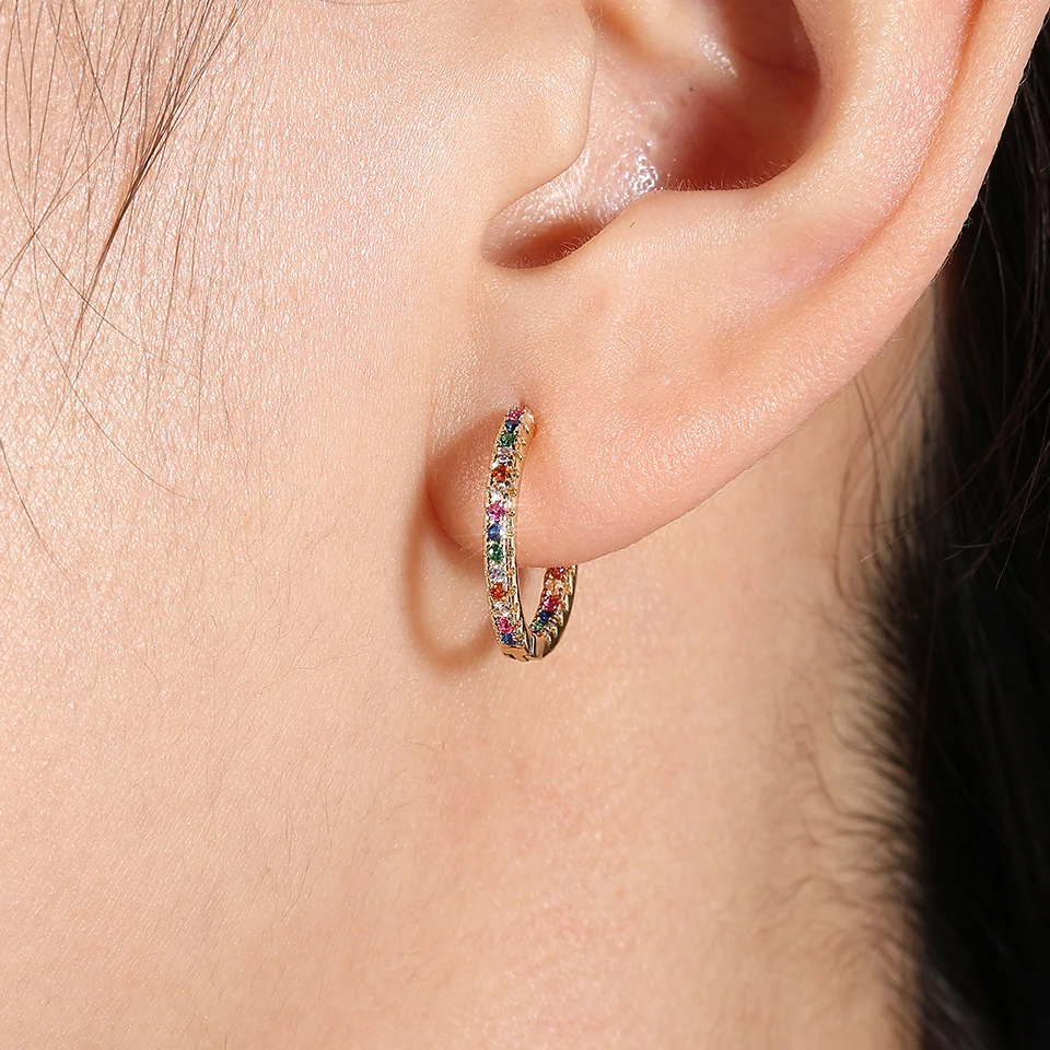Trendy Gold Color Cubic Zirconia Round Copper Earrings For Women Metal Crystal Earring Party Everyday Jewelry image 5