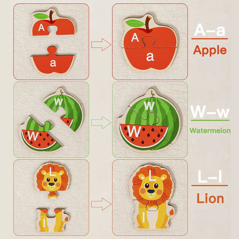 Wooden Letters Cognitive Matching Puzzle 26 Alphabet Puzzle Game Early Education Learning Educational Toys For Children Kids