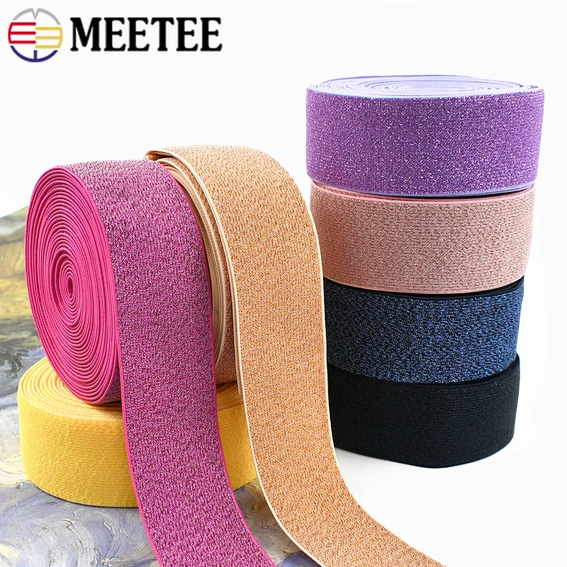 

2/5/10M Meetee 25-50mm Nylon Elastic Band Clothing Decor Strap WaistBand Soft Stretch Tape Garment Belt DIY Sewing Accessories