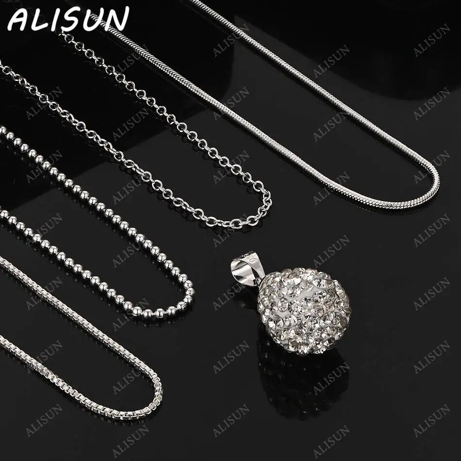 

ALISUN 40-75cm 925 Sterling Silver Zircon Water Drop Pendant Necklace For Women Men Creativity Gifts All-match Party Daily Wear