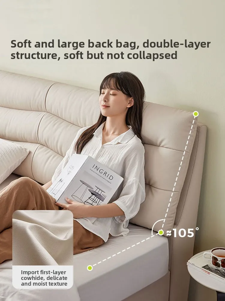 cx master bedroom queen bed leather air pressure storage box body, double soft bag bed