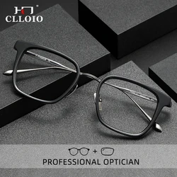 CLLOIO Acetate Pure Titanium Reading Glasses Men Anti Blue Ray Myopia Glasses Retro Square Hyperopia Prescription Eyewear TANGO3