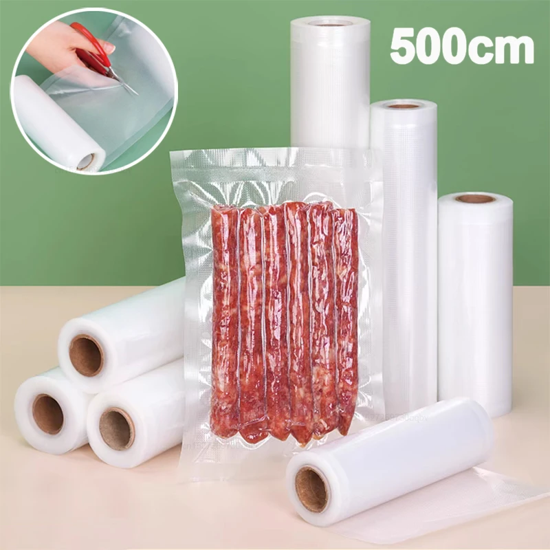 Vacuum Sealer Bags Rolls Vacuum Sealing Bags 500cm Vacuum Packaging Pack Food Vacuum Bag Roll Food Storage Empty Food Bags Roll