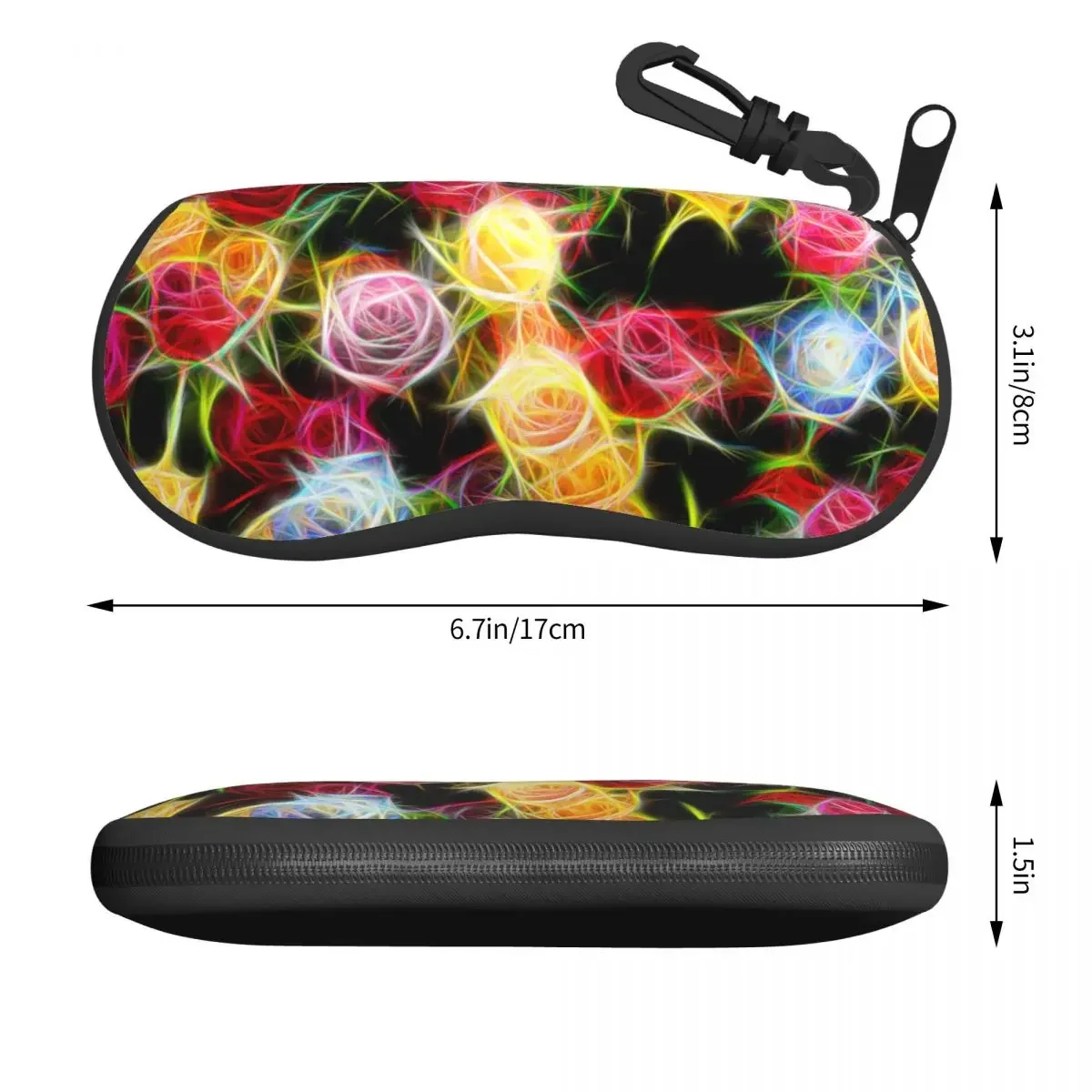 Abstract Flower Horizontal Glasses Case Rose of feeling Pocket Cute Sunglasses Pouch Zipped Male Female Eyewear Organizer