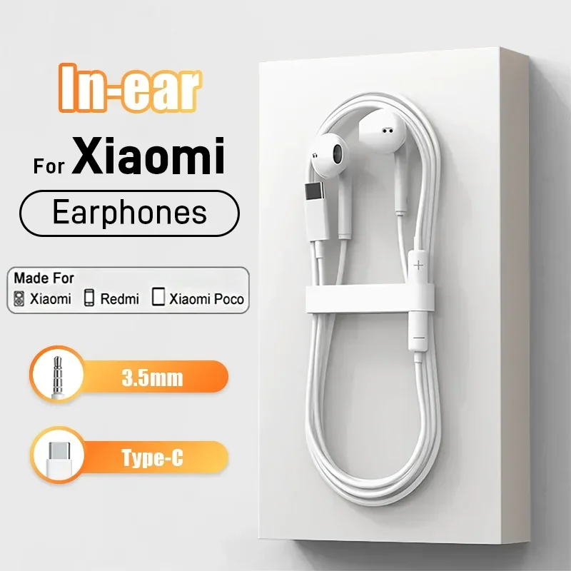 Type C Wired Headphones For Xiaomi 14 13 12 11 Pro Ultra Lite 3.5MM Earphone For Redmi POCO Huawei Samsung Phone Earbuds Headset