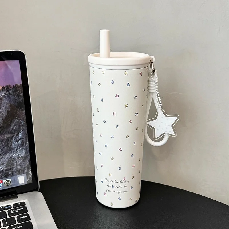

Original Star Stainless Steel Straw Water Bottle For Girls Large Capacity Sports Insulated Tumbler Camping Coffee Thermal Bottle