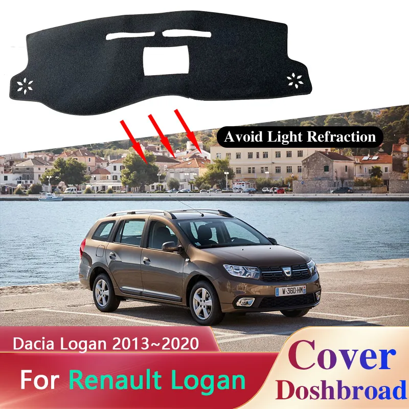 Car Dashboard Cover Board Mat Carpet for Renault Dacia Logan Symbol MCV 2 II 2013~2020 Sunshade Pad Anti-sun Cushion Accessories