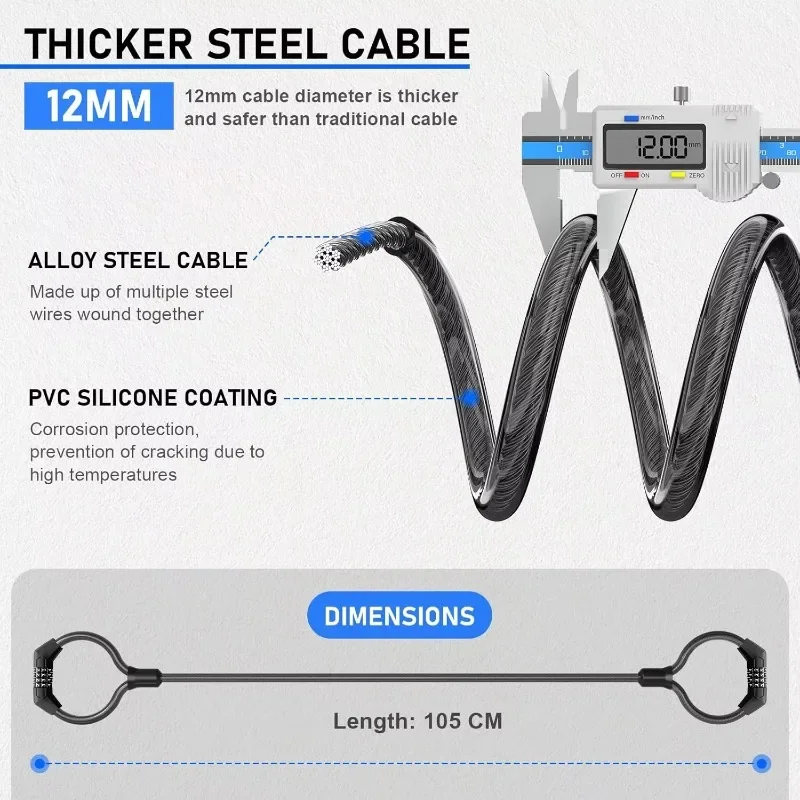 Electric bicycle anti-theft combination cable lock with bracket 4-position double-ended handcuff lock Electric scooter lock