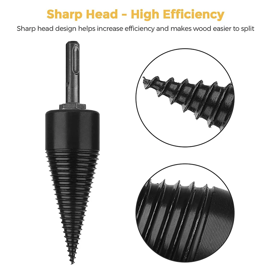 32/42mm Wood Drill Bit Twist Firewood Splitting Drill Bit Wood Splitter Screw Cones Bit Square Round Hexagonal For Hammer Drill