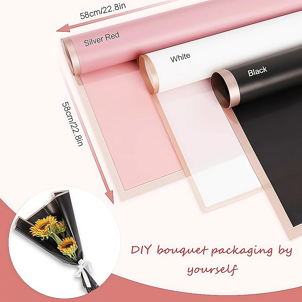20 قطعة من ورق تغليف الزهور الأبيض ذو الحواف المذهبة DIY هدية حرفية لحفلات أعياد الميلاد وحفلات الزفاف ومستلزمات متجر الزهور #6