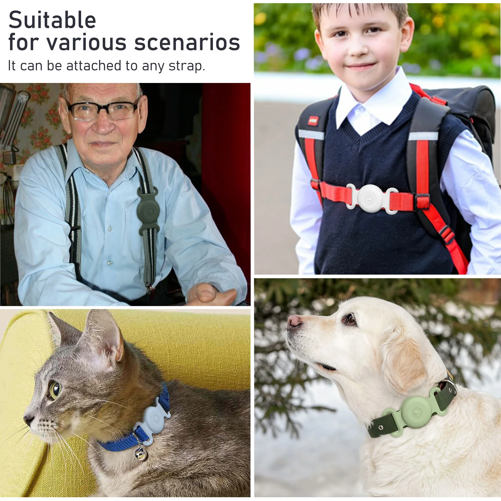 Silikonhülle für Apple AirTag, Hunde- und Katzenhalsband, GPS-Ortungsgerät, bunte, weiche Schutzhülle für Apple AirTag Tracker-Halter – Detail 12