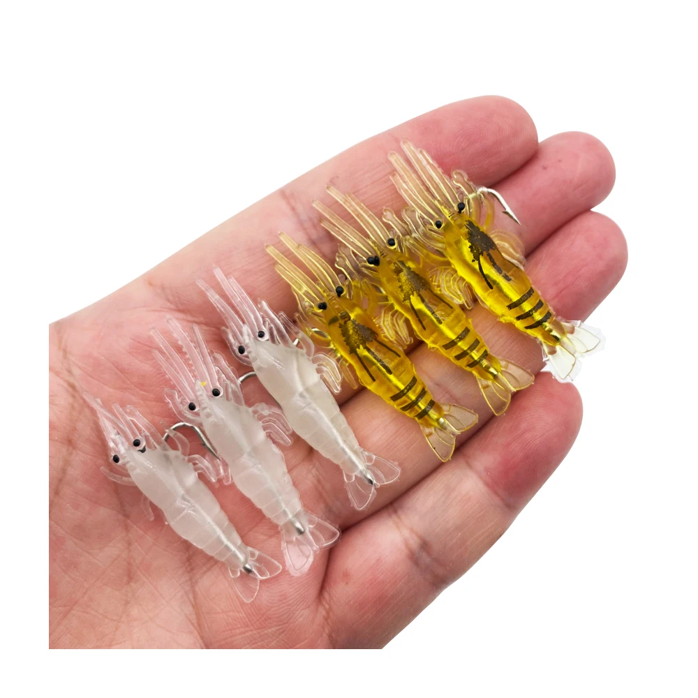 10Pcs 4cm 1.5g Soft Shrimp Shrimp Worm Shrimp Fishing Lure Tackle Luminous Wobbler Perch Carp Silicone Sharp Lure Artificial