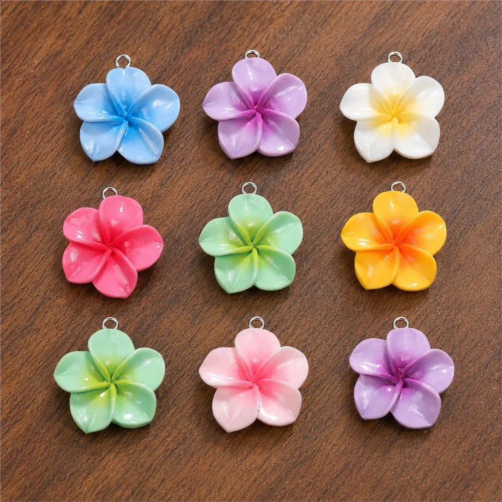 10Pcs 28x24mm Sweet Resin Colorful Egg Flower Charms For Cute Petal Pendant DIY Earring Necklace Jewelry Making Accessories