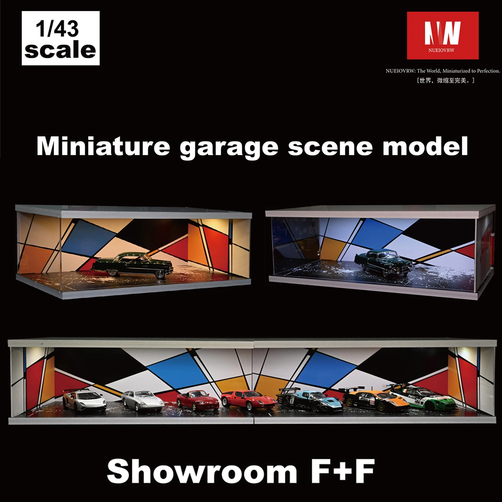 

Diorama 1/64 1/43 Car Garage Model 3 Color Dimmable LED Lighting Car Parking Lot Showroom Model Diecast Car Scene Display Case