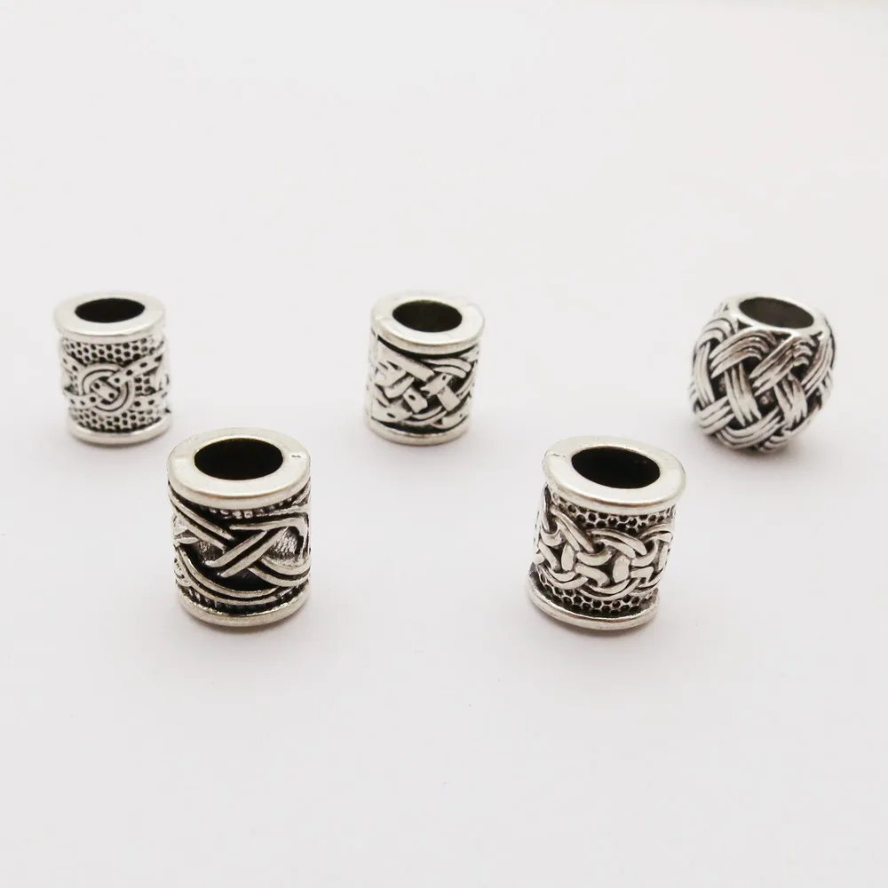 5pcs/Pack Viking beads Ancient Charm Viking Runes Braid beads for Mustache Dreadlock Hair Viking Jewelry DIY Accessories