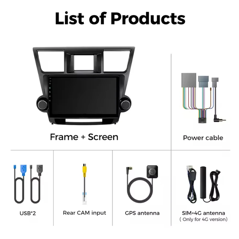 For Toyota Highlander XU40 2007 2009 2010 2011 2013 Android 16 Car Radio Multimedia Player Android Auto Carplay Head Unit Naviga