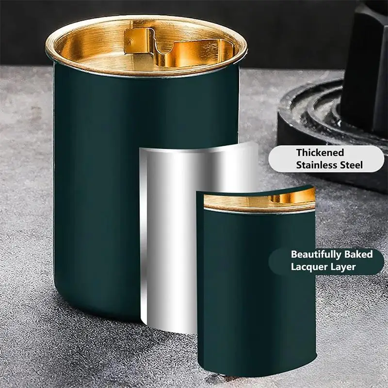 ● Creative Stainless Steel Ashtray Funnel With Cover Anti-Fly And Anti-Fall For Household And Car Use