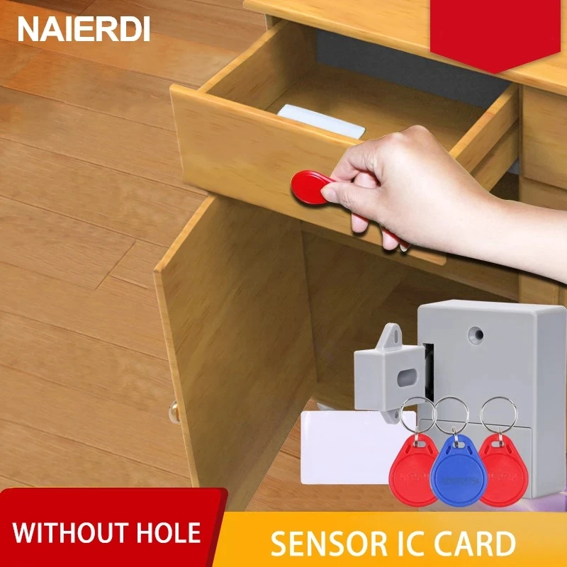 NAIERDI Invisible Sensor Lock EMID IC Card Drawer Digital Cabinet Intelligent Electronic Locks For Wardrobe Furniture Hardware