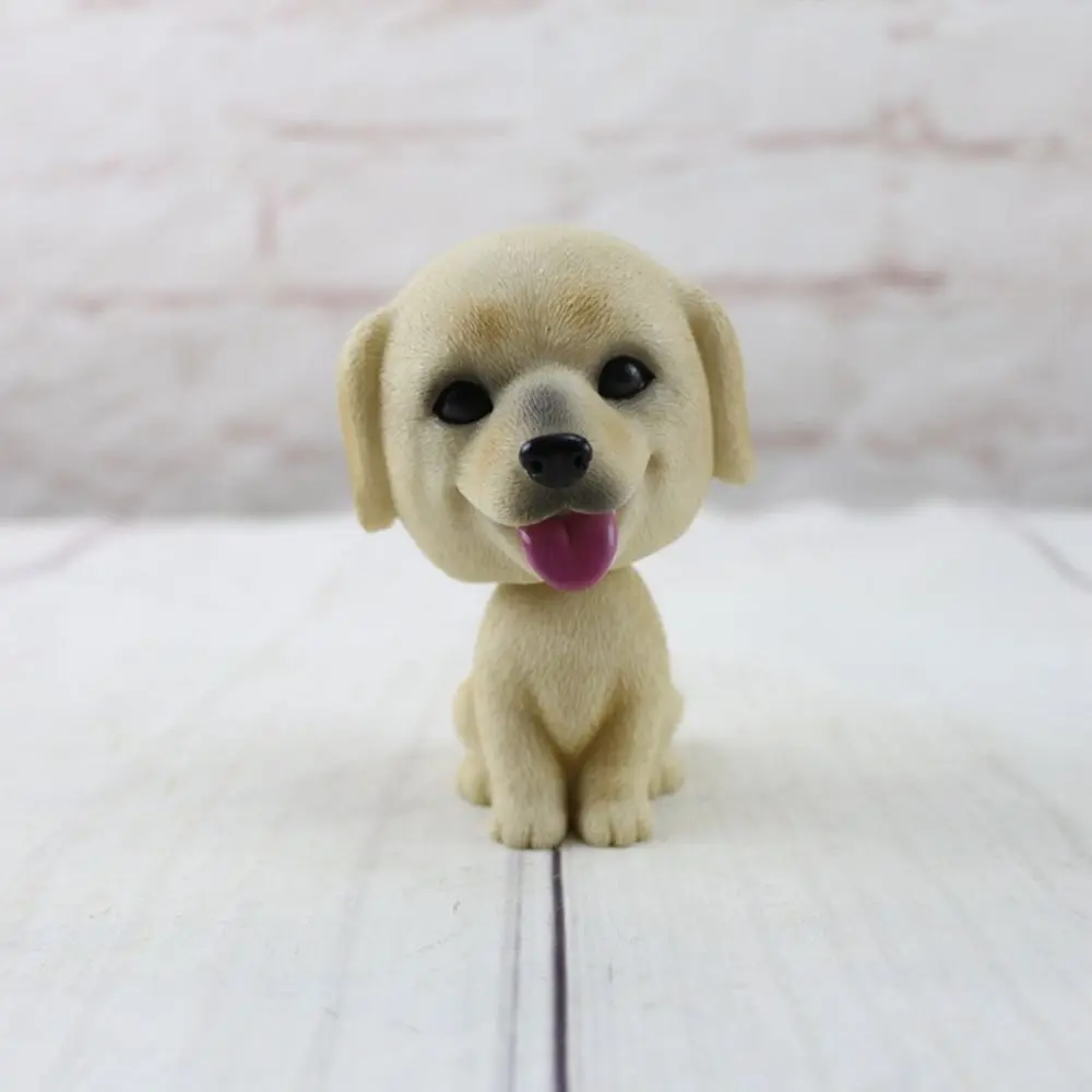 Bobblehead Shaking Head Dog Car Ornament Simulation Dog Nodding Puppy Decor Cute Lovely Resin Swing Car Ornaments Car Dashboard