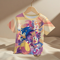 Sonic T Shirt Kids Clothes Erinaceus Children Top Round Neck T-shirt Cartoon Figure Digital 4T-14T Fashion Apparel Accessories